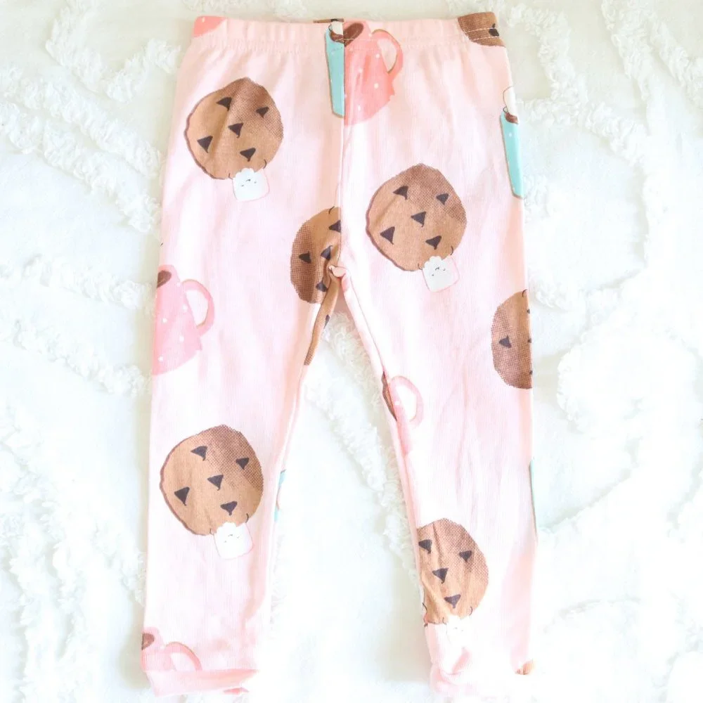 Baby Girl Hot Chocolate Marshmallow & Cookies Polka Dot Pajama Pants| 2pc Bundle
